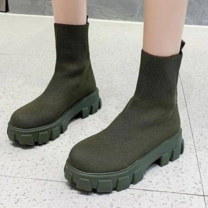 Phyllida - stickade ankelboots med trendig sula