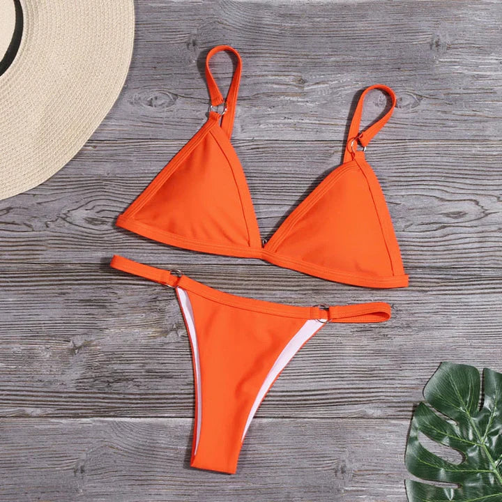 Luisa - orangere bikini med ringdetaljer