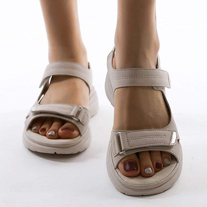 Beige Orthopädische Sandalen mit Fußbett Damen