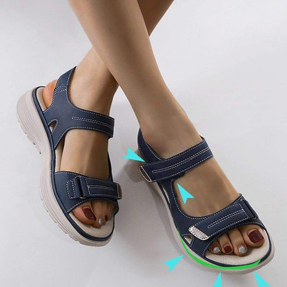 Blau orthopädische Sandalen mit Fußbett Damen