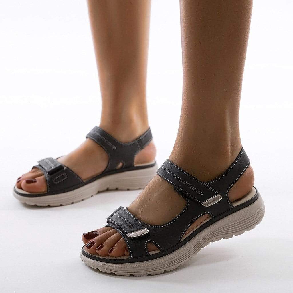 Schwarz Orthopädische Sandalen mit Fußbett Damen