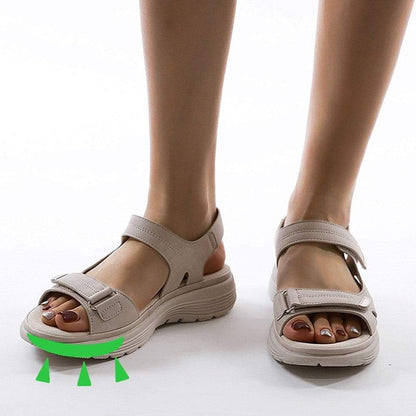 Beige orthopädische Sandalen mit Fußbett Damen