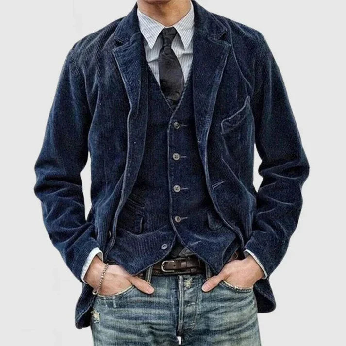 Den - vintage jacka med lapels gjord av nicks ribbad velour för män