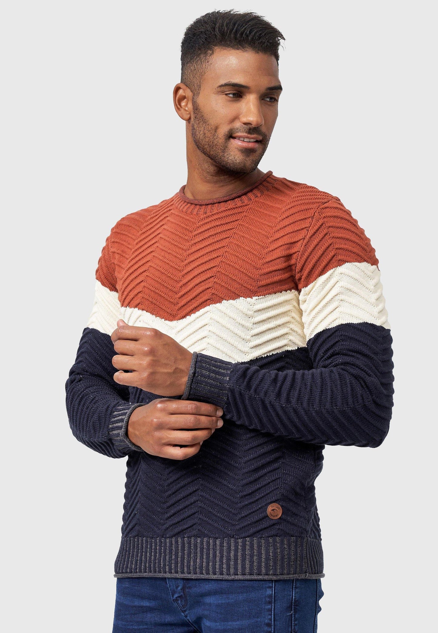 Indicode Herren Dean Pullover mit Ripp-Bündchen & Rundhals-Ausschnitt - INDICODE