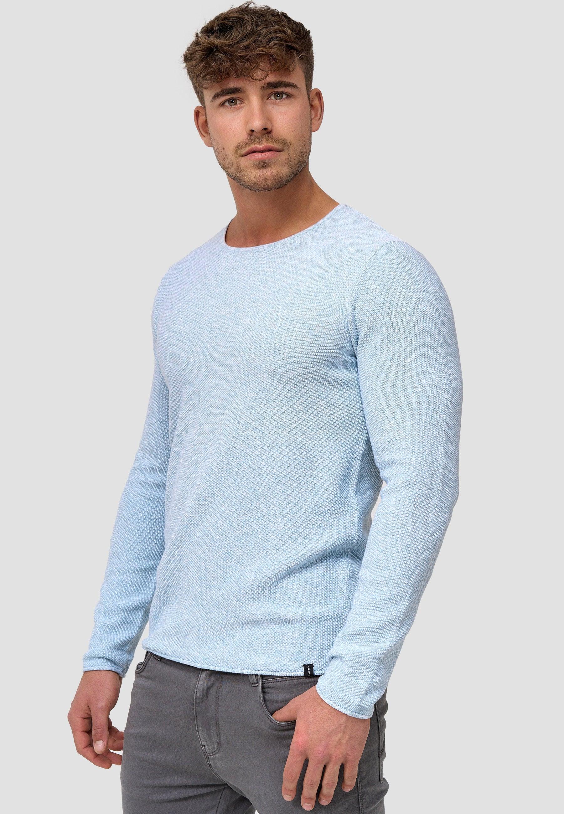 Indicode Herren Loakim Strickpullover mit Rundhals-Ausschnitt & Roll Edge aus 90% Baumwolle - INDICODE