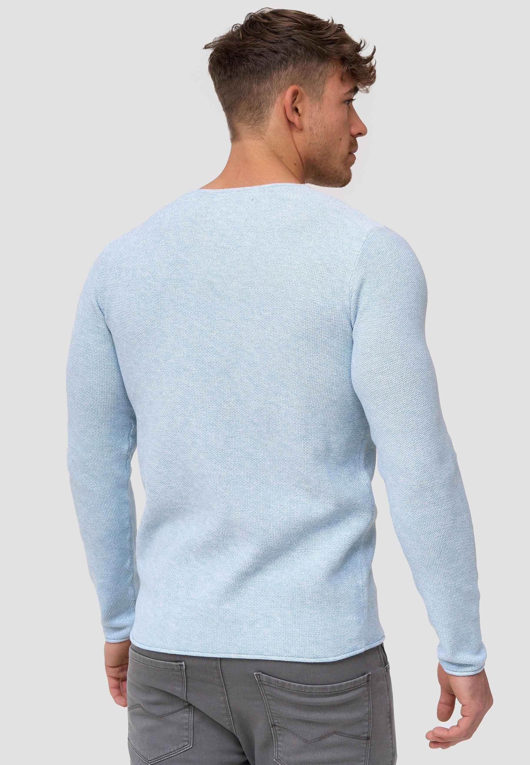 Indicode Herren Loakim Strickpullover mit Rundhals-Ausschnitt & Roll Edge aus 90% Baumwolle - INDICODE