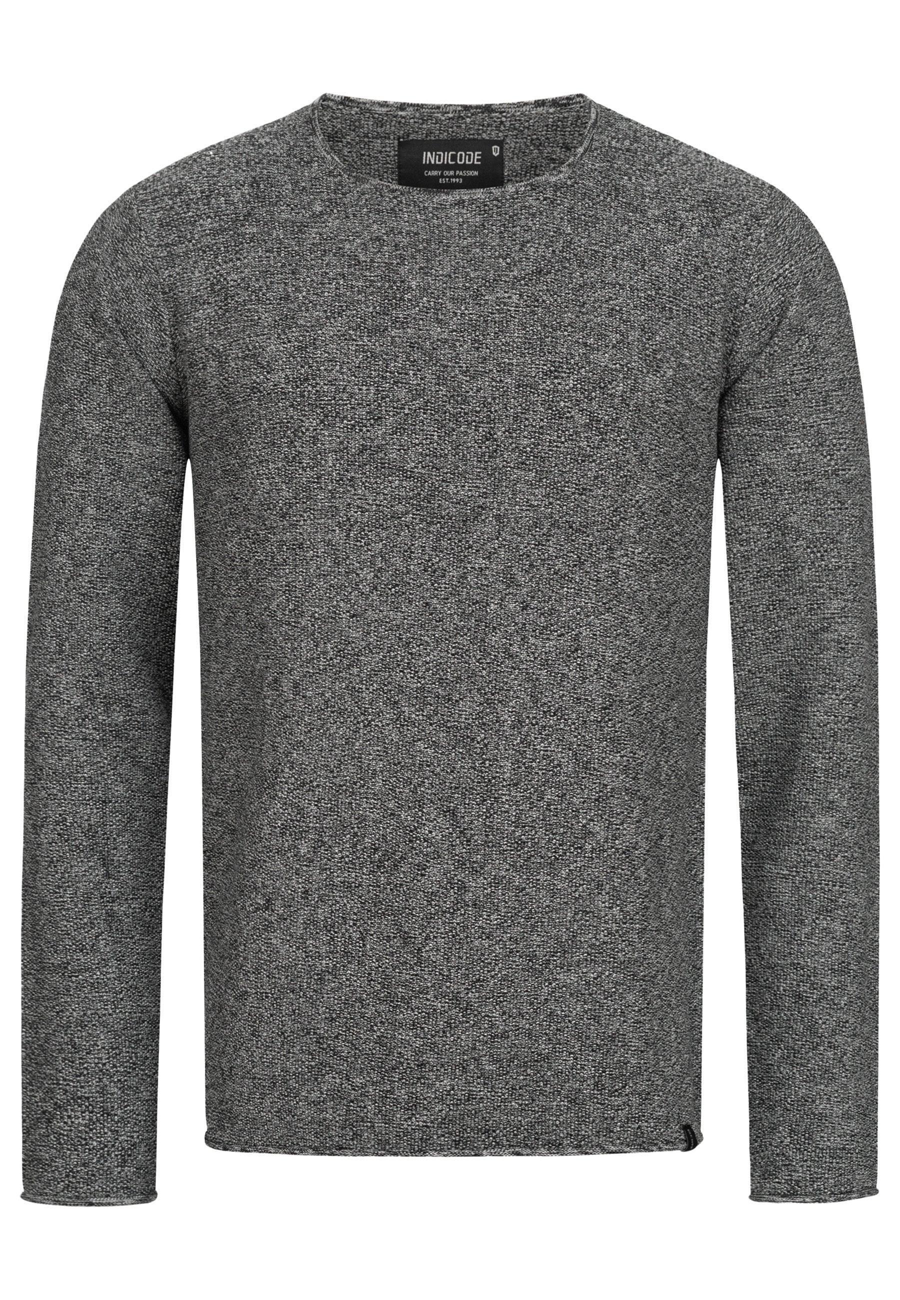 Indicode Herren Loakim Strickpullover mit Rundhals-Ausschnitt & Roll Edge aus 90% Baumwolle - INDICODE