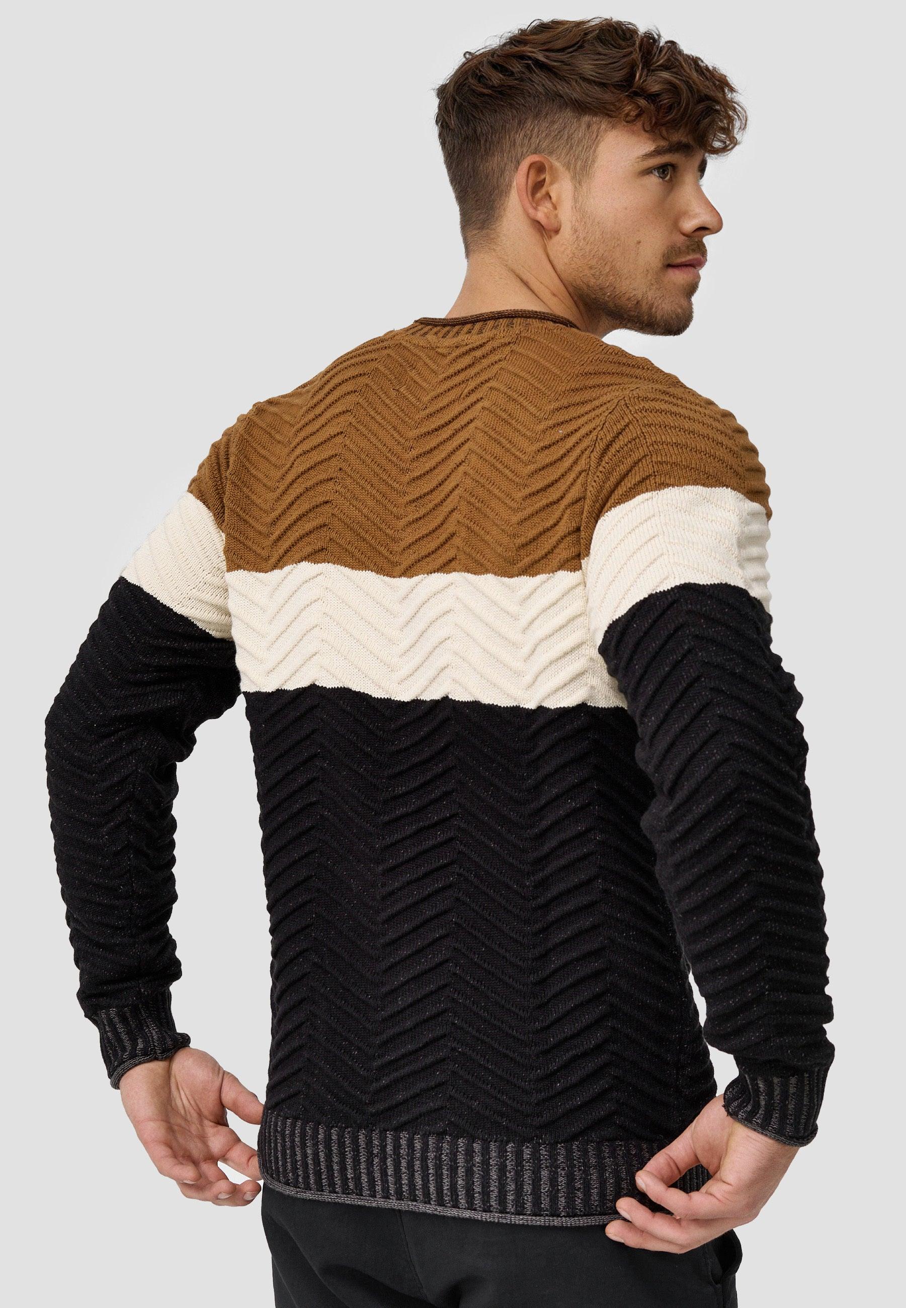 Indicode Herren Dean Pullover mit Ripp-Bündchen & Rundhals-Ausschnitt - INDICODE