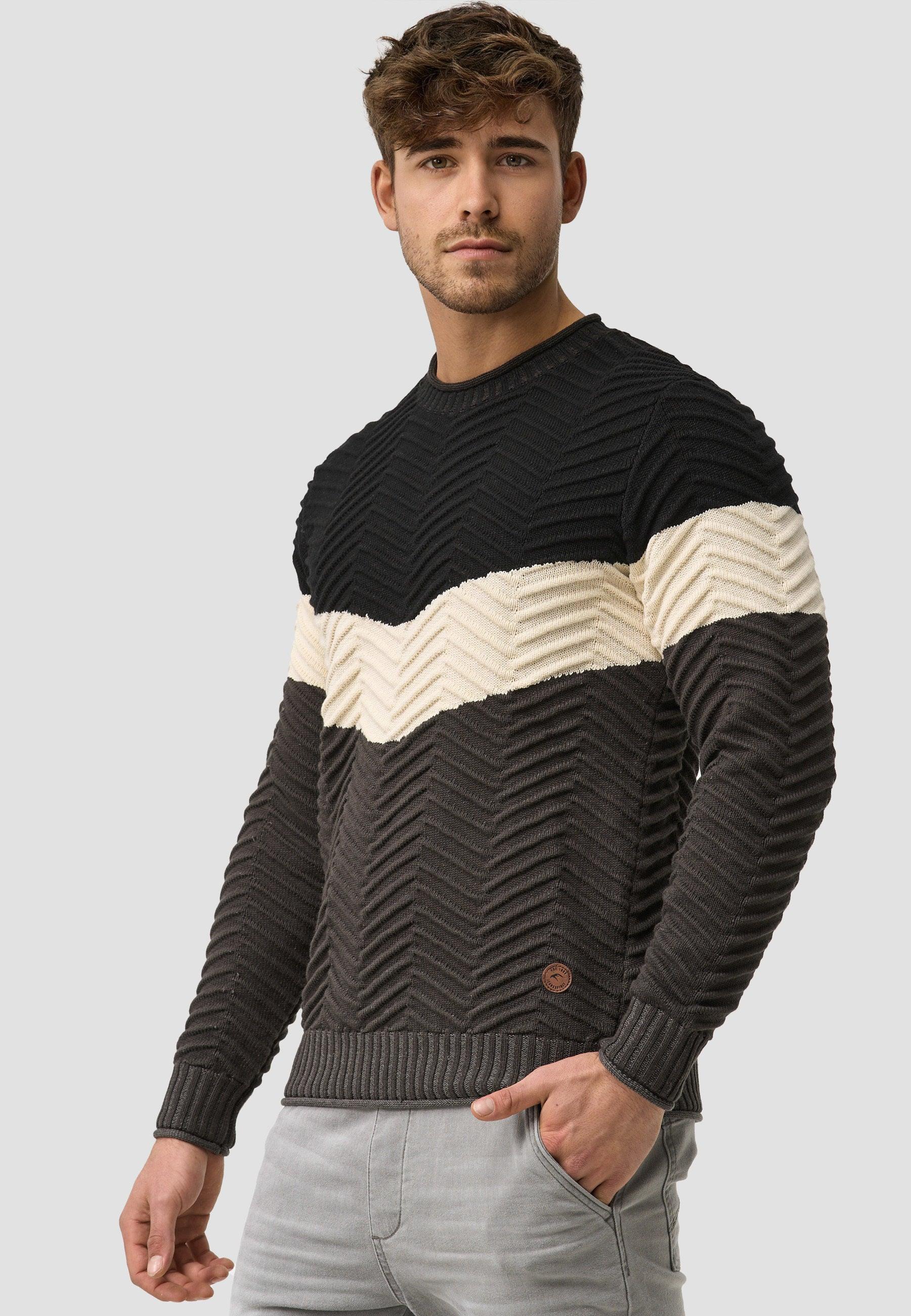 Indicode Herren Dean Pullover mit Ripp-Bündchen & Rundhals-Ausschnitt - INDICODE