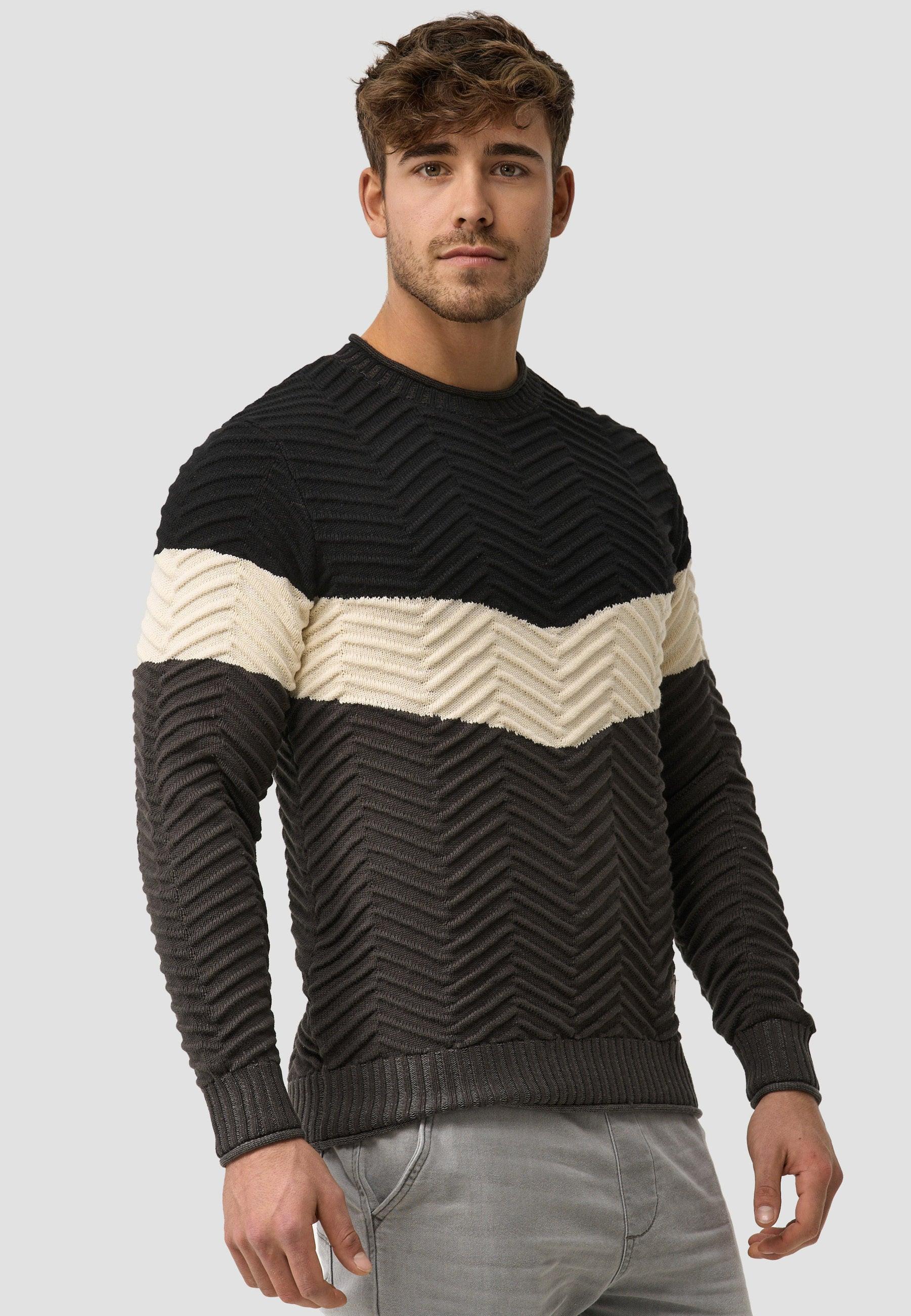 Indicode Herren Dean Pullover mit Ripp-Bündchen & Rundhals-Ausschnitt - INDICODE