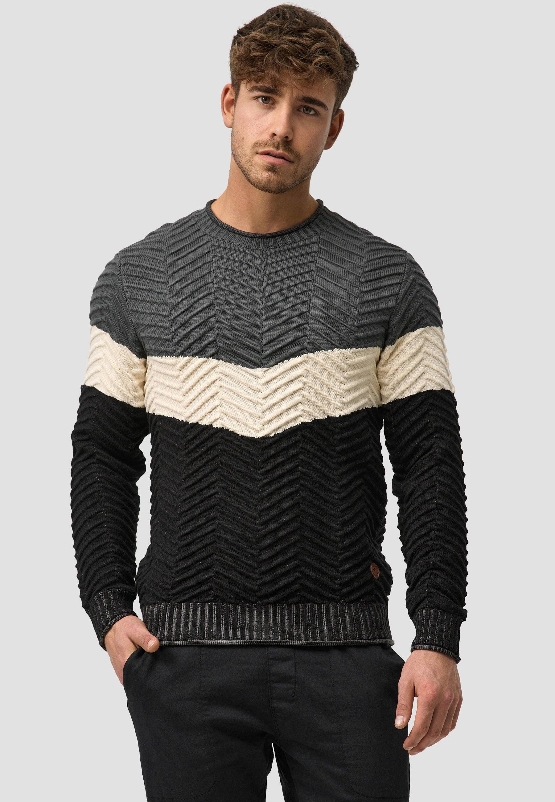 Indicode Herren Dean Pullover mit Ripp-Bündchen & Rundhals-Ausschnitt - INDICODE