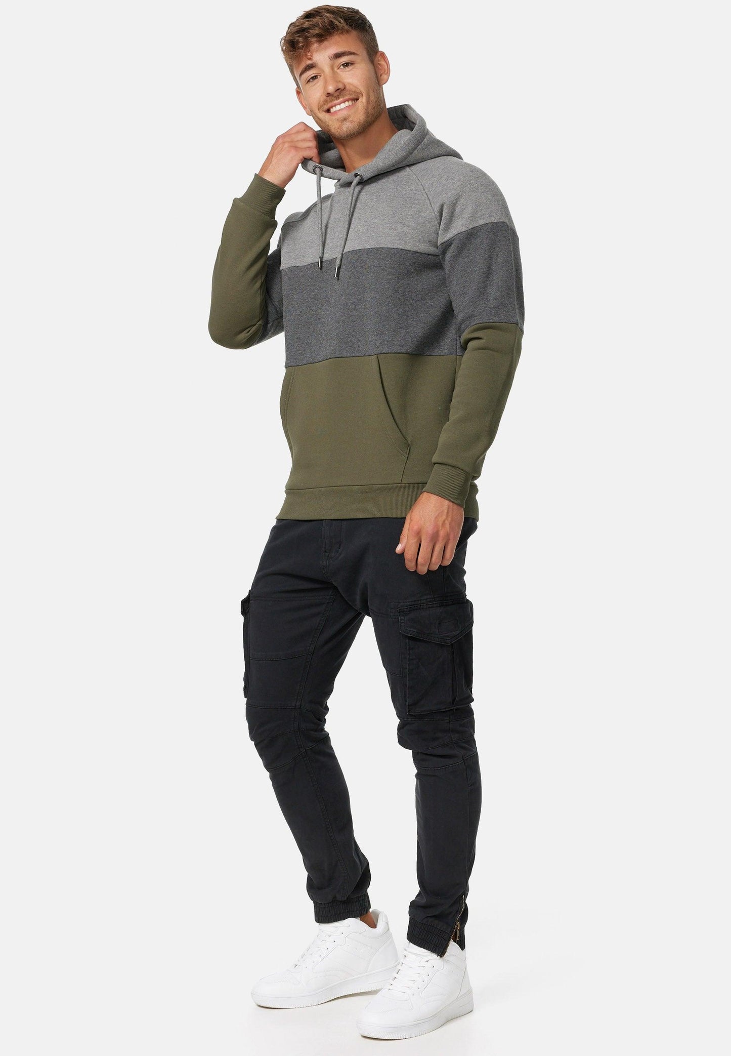 Indicode Herren Donta Sweatshirt mit Kapuze 3-farbig - INDICODE