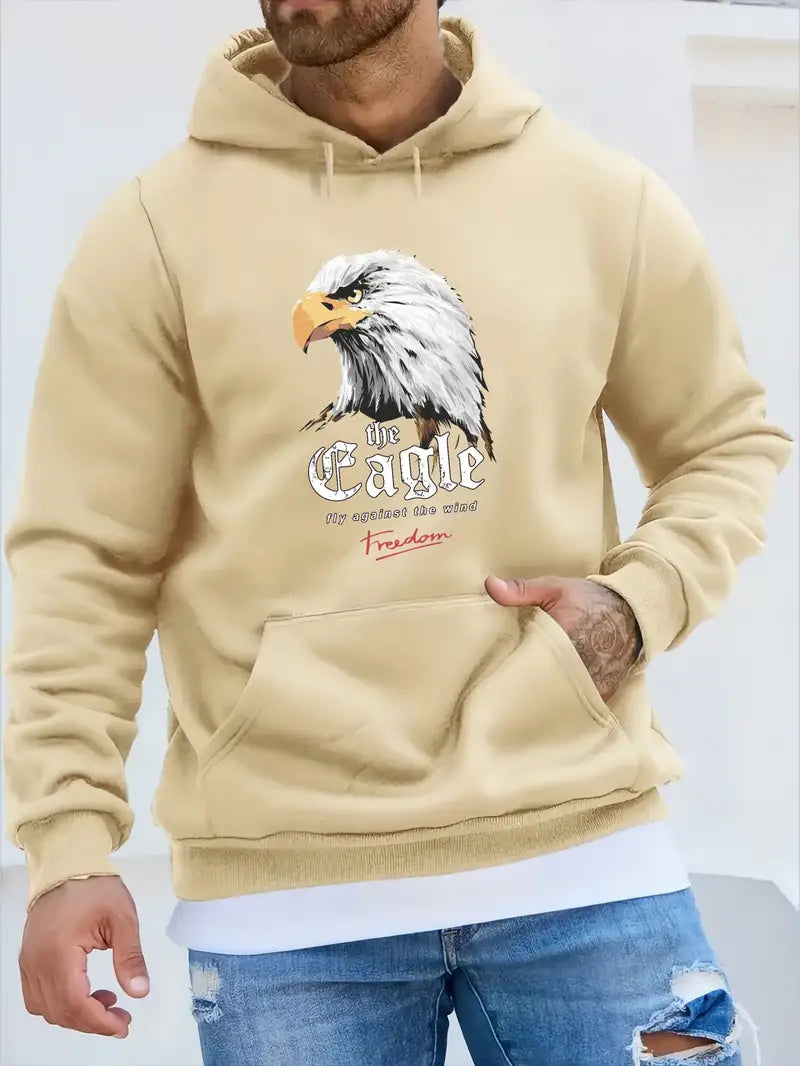 Kaden eagle print hoodie för män