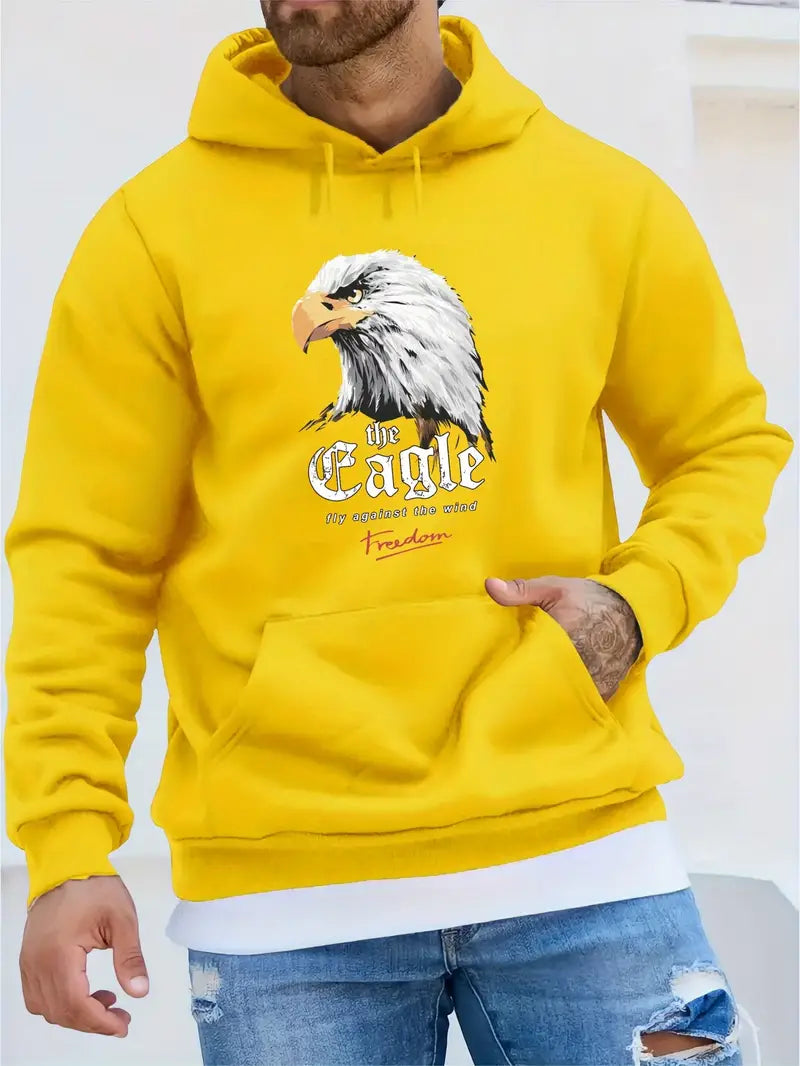 Kaden eagle print hoodie för män