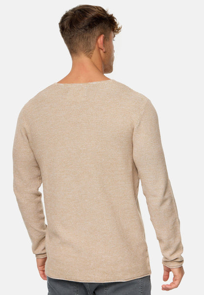 Indicode Herren Loakim Strickpullover mit Rundhals-Ausschnitt & Roll Edge aus 90% Baumwolle - INDICODE