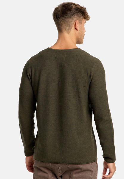 Indicode Herren Loakim Strickpullover mit Rundhals-Ausschnitt & Roll Edge aus 90% Baumwolle - INDICODE