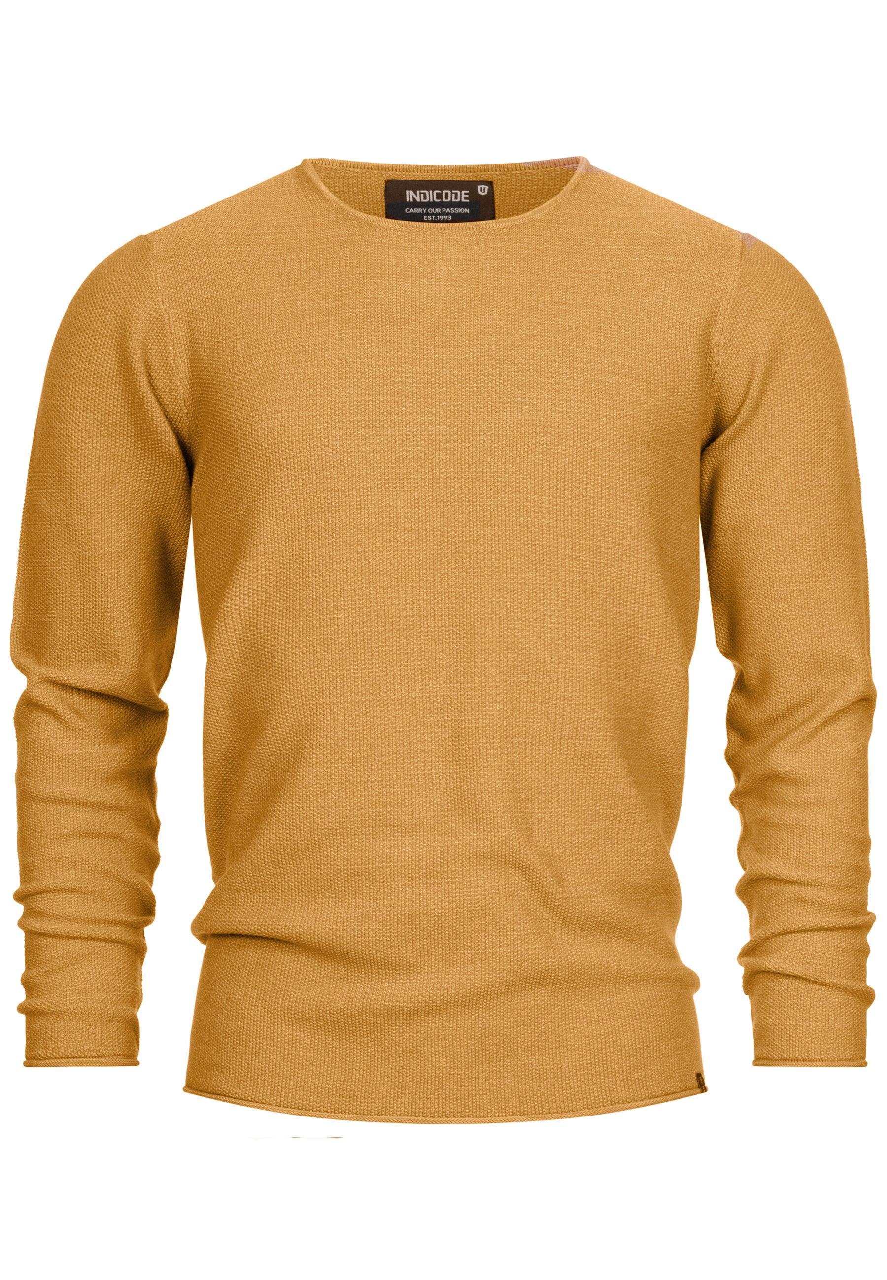 Indicode Herren Loakim Strickpullover mit Rundhals-Ausschnitt & Roll Edge aus 90% Baumwolle - INDICODE