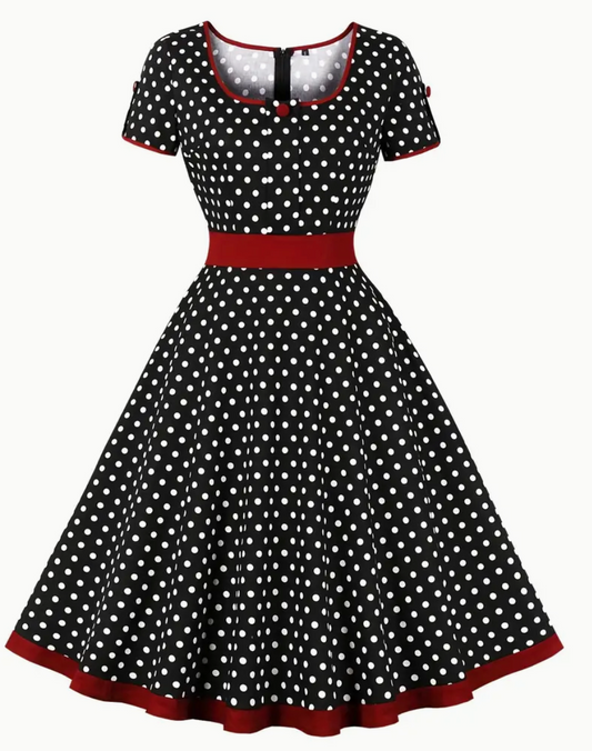 RETRO CHIC - Vacker vintage polka klänning för vår/sommar