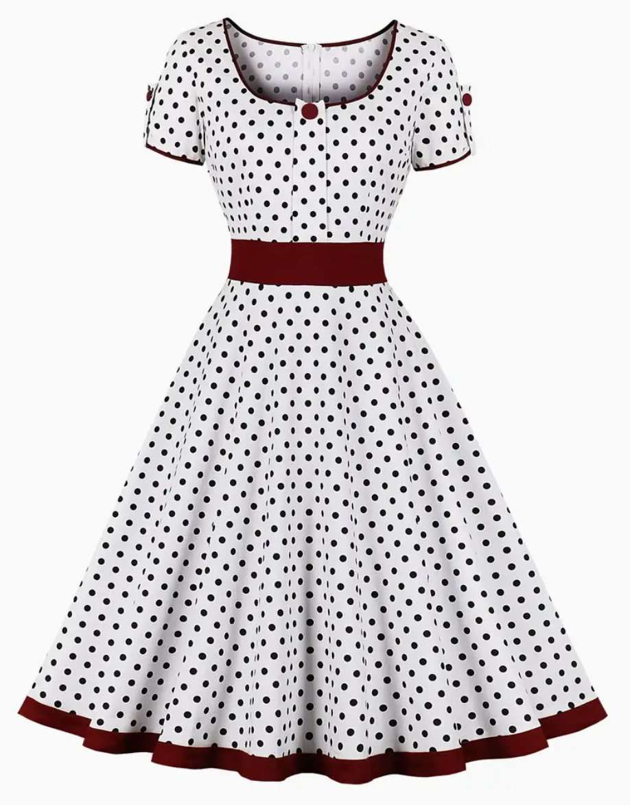 RETRO CHIC - Vacker vintage polka klänning för vår/sommar