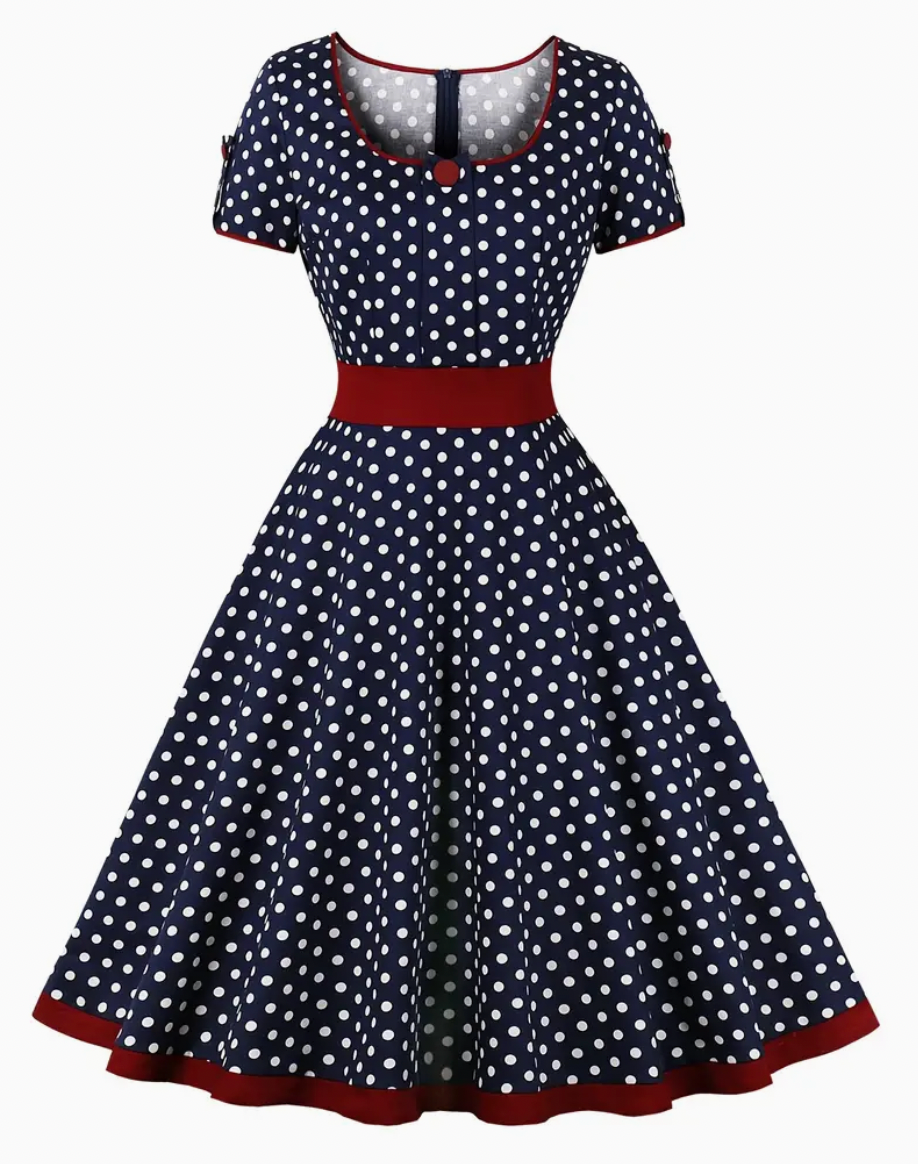 RETRO CHIC - Vacker vintage polka klänning för vår/sommar