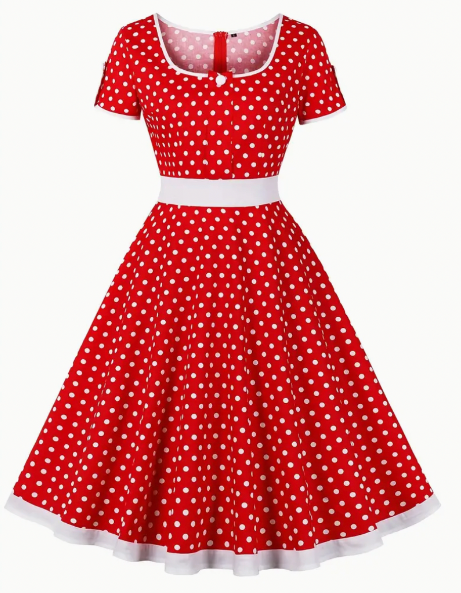 RETRO CHIC - Vacker vintage polka klänning för vår/sommar