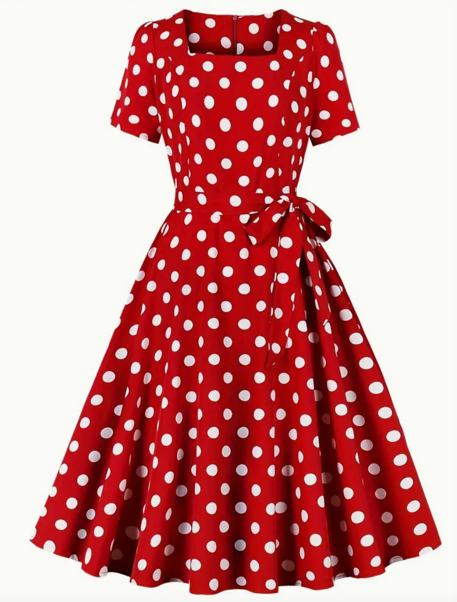 RETRO CHIC - Vacker vintage polka klänning för vår/sommar