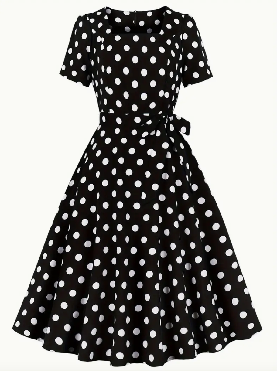 RETRO CHIC - Vacker vintage polka klänning för vår/sommar