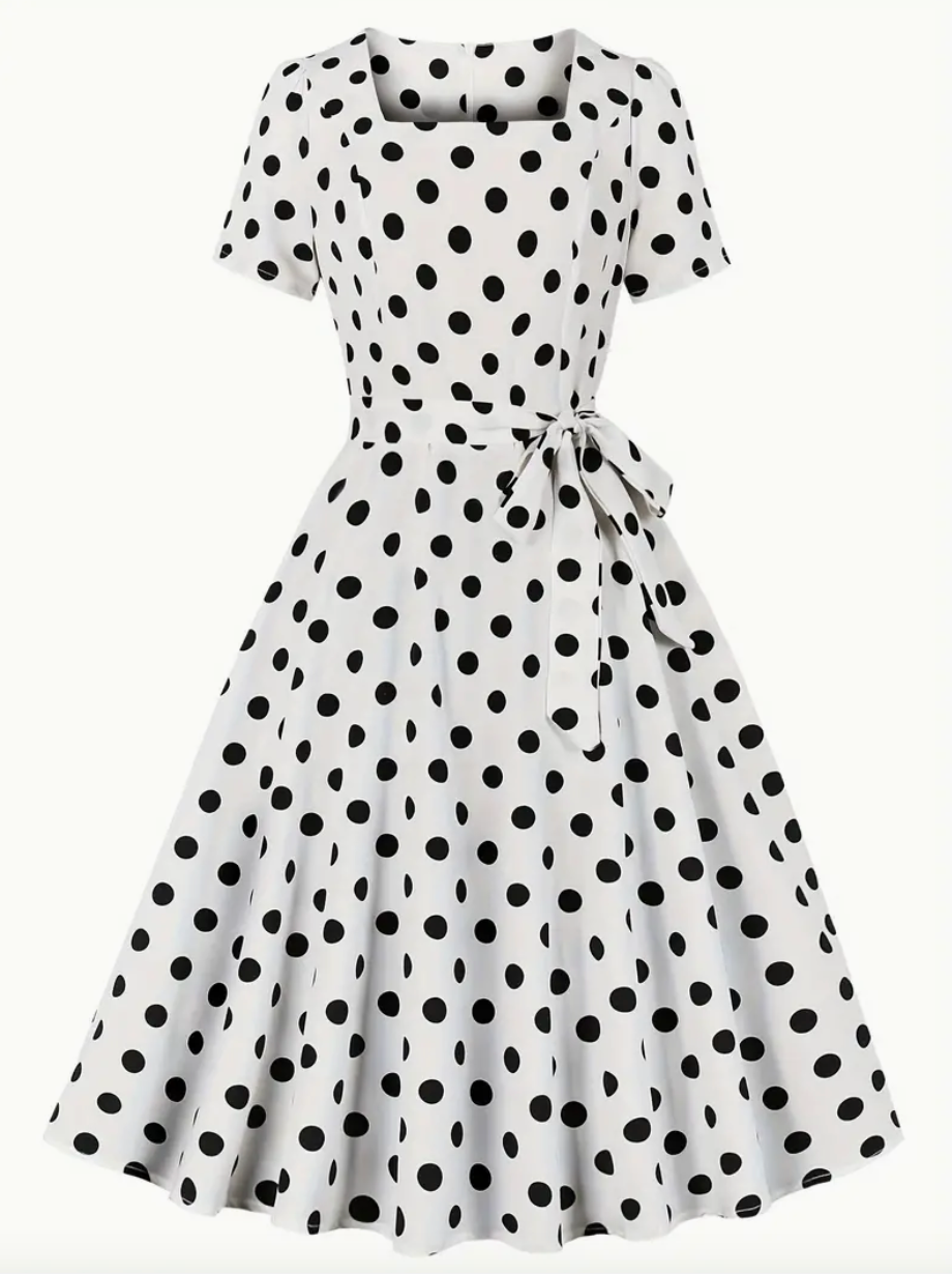 RETRO CHIC - Vacker vintage polka klänning för vår/sommar