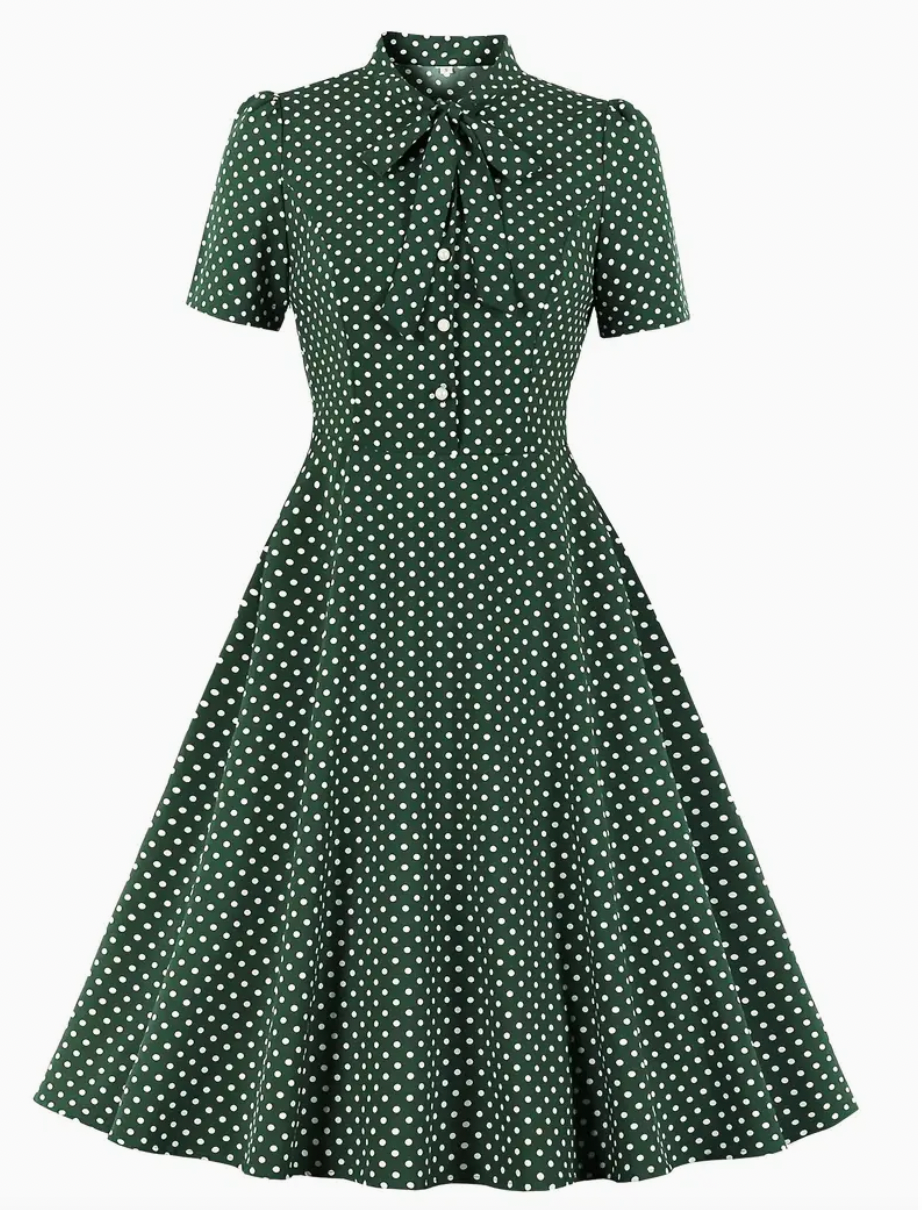 RETRO CHIC - Vacker vintage polka klänning för vår/sommar