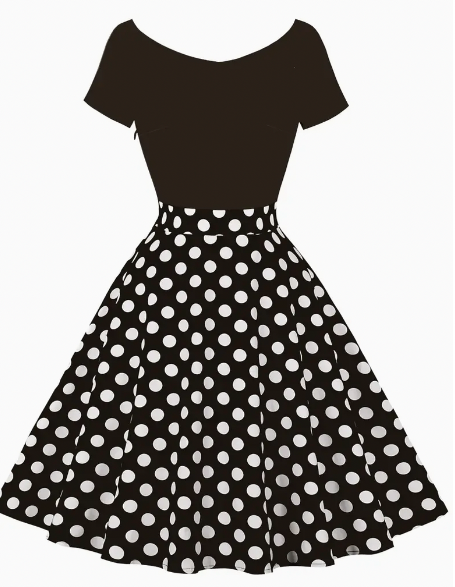 RETRO CHIC - Vacker vintage polka klänning för vår/sommar