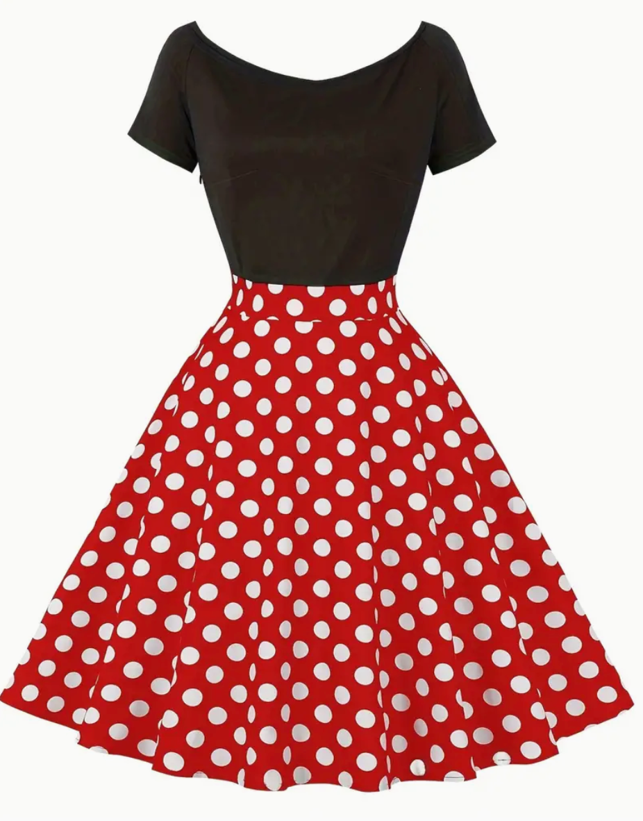 RETRO CHIC - Vacker vintage polka klänning för vår/sommar