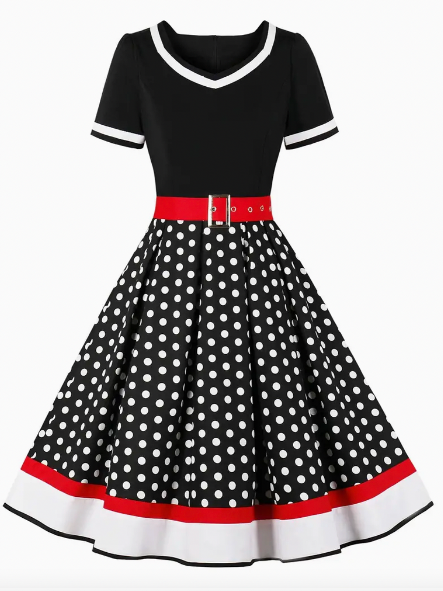 RETRO CHIC - Vacker vintage polka klänning för vår/sommar