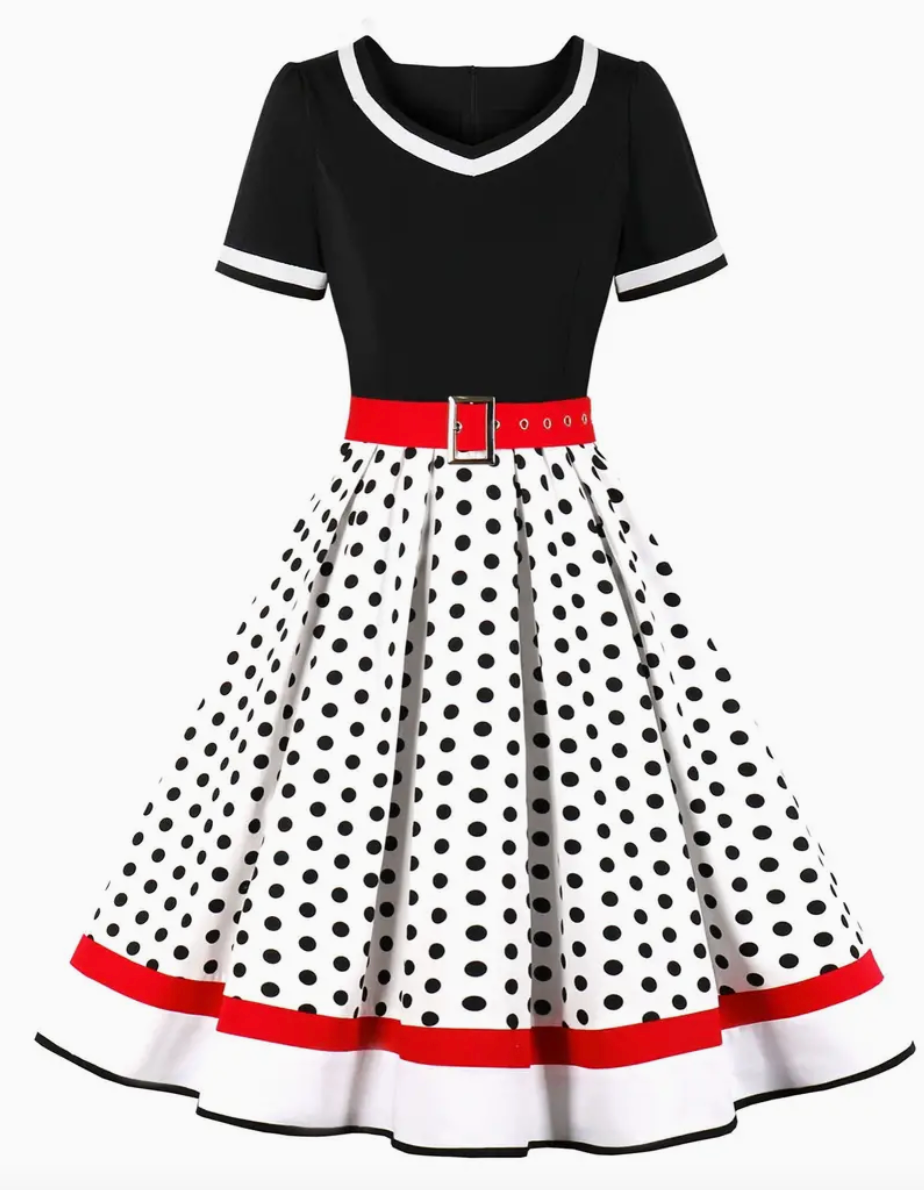 RETRO CHIC - Vacker vintage polka klänning för vår/sommar