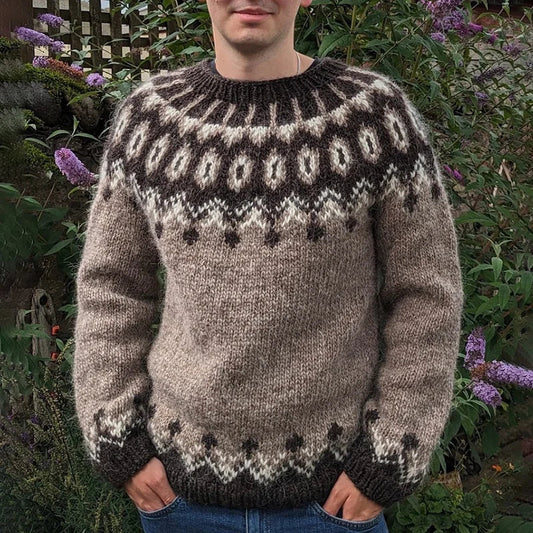 Ahmed – vintage-strickpullover mit rundhalsausschnitt für männer