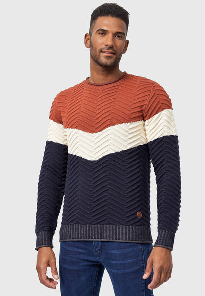 Indicode Herren Dean Pullover mit Ripp-Bündchen & Rundhals-Ausschnitt - INDICODE