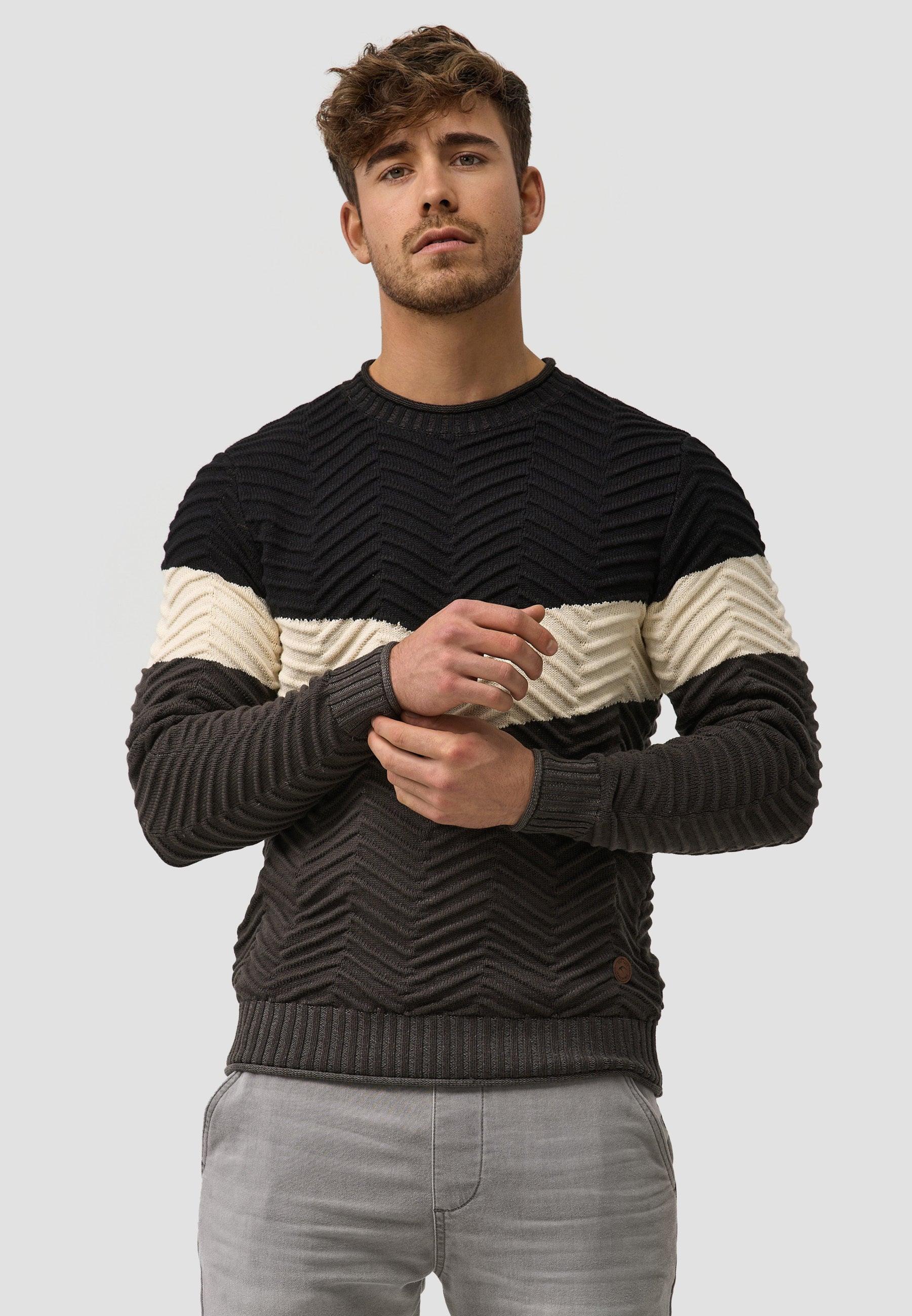 Indicode Herren Dean Pullover mit Ripp-Bündchen & Rundhals-Ausschnitt - INDICODE